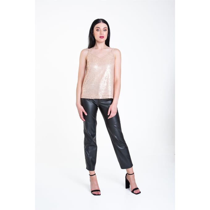Cami-top met V-hals en pailletten
