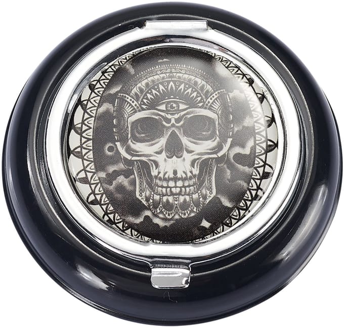 Zak asbak - Draagbaar - Pocket Asbak - Klikslot - Metaal - Skull Design - 6,7 cm