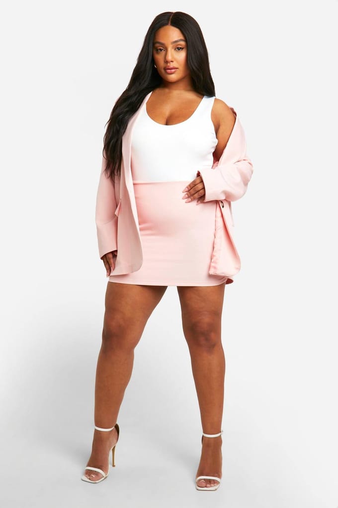 boohoo Dames Plus geweven Micro Mini Rok | Baby Roze | Maat: 48