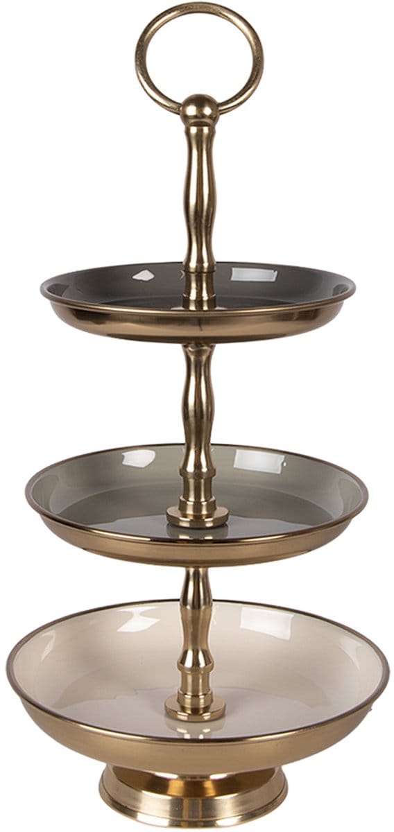 Clayre & Eef Etagère 3 laags Ø 18x35 cm Grijs Stainless Steel