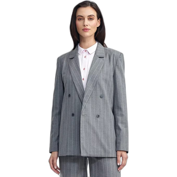 Dames oversized knoopblazer Nife Striped