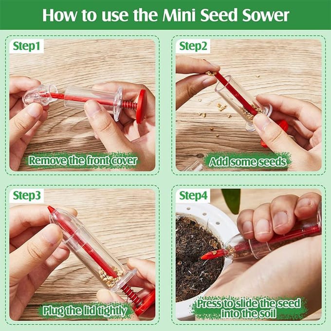 Fournitures d'outils de jardinage, semoir à seringue, Mini distributeur de graines de semis, semoir de graines de jardin, semis manuel, Pot de fleur, parterre de fleurs white