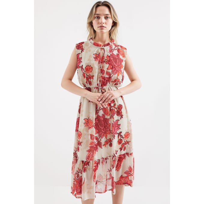 Midi-jurk met strikdetail