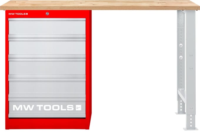 Modulaire werkbank Rubberwood met ladekast 5L 1500 mm MW Tools MOD15LP5R