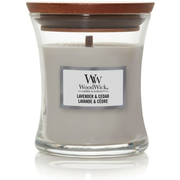 WoodWick Hourglass - Lavender & Cedar - Mini Candle - 30 branduren