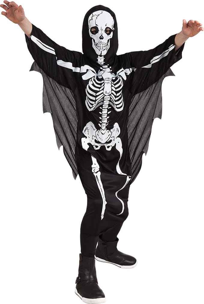 Boland - Kostuum Scary skeleton (7-9 jr) - Kinderen - Skelet - Halloween verkleedkleding - Horror