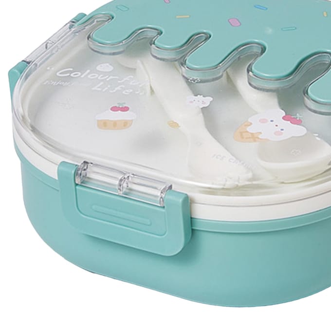 Bento Lunchbox voor Kinderen Volwassenen 3 Compartimenten Plastic Leuke IJs Lunch Snack Containers met Pink white