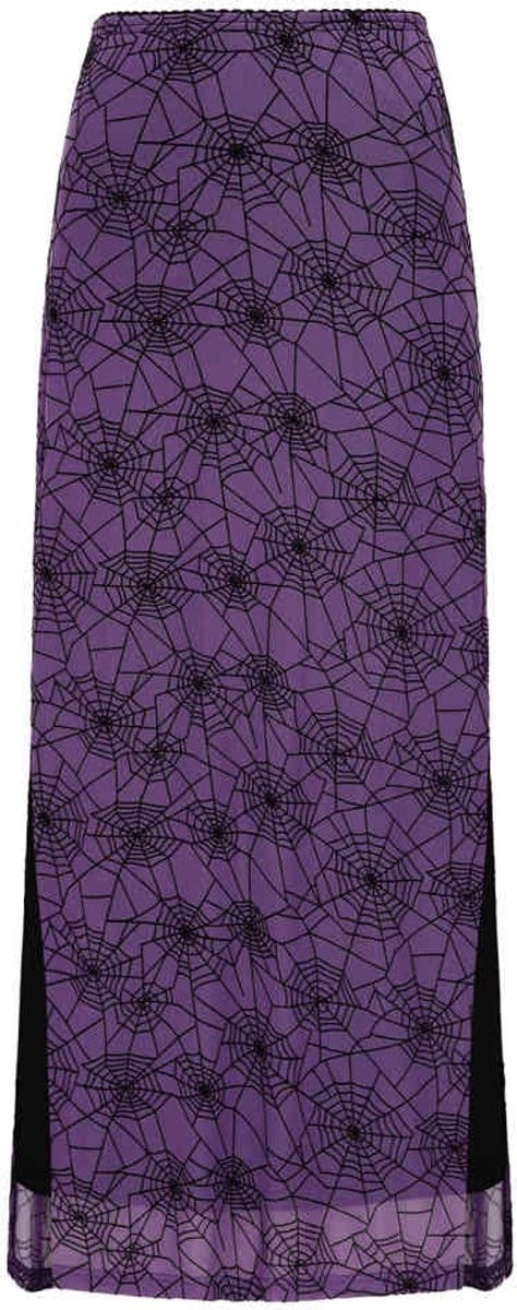 Banned - Seraphina Mesh Lange rok - XS - Paars/Zwart