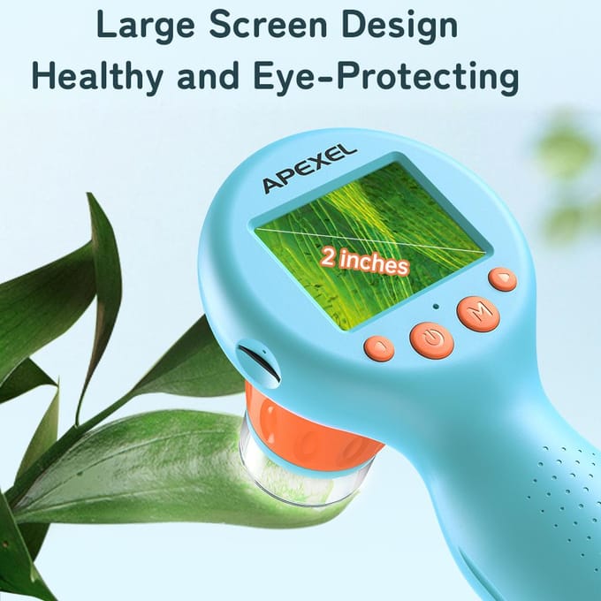 APEXEL APL-MS201 Handheld Digitale Microscoop voor Kinderen met Camera 2MP Foto 720P Video 2.0 Inch IPS blauw