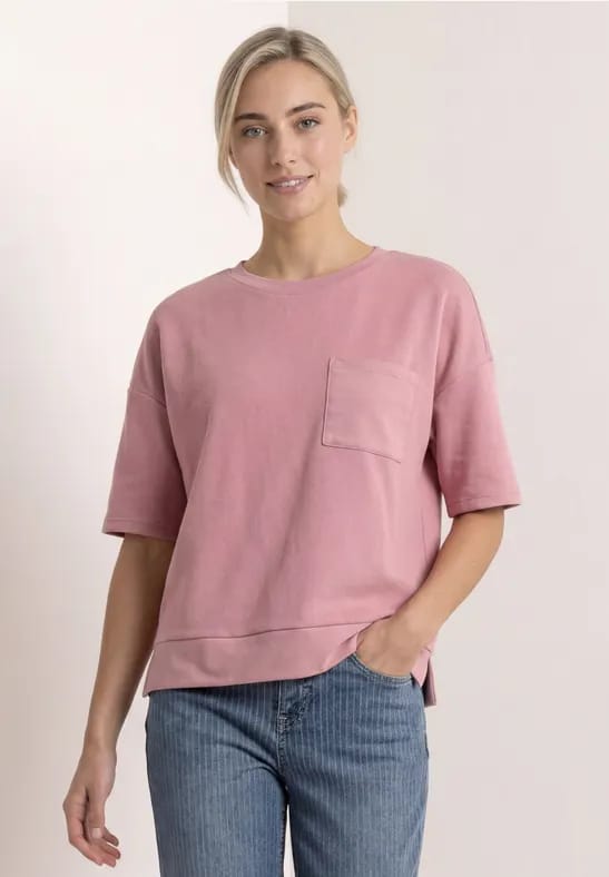 Shirt met ronde hals en structuur