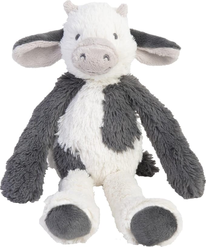 Happy Horse Koe Casper Knuffel 28cm - Wit/Grijs - Baby Knuffel