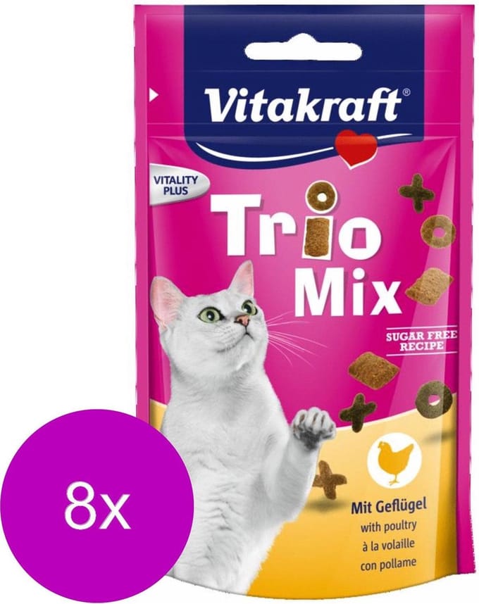 Vitakraft Trio Mix - Kattensnack - 8 x 60 g
