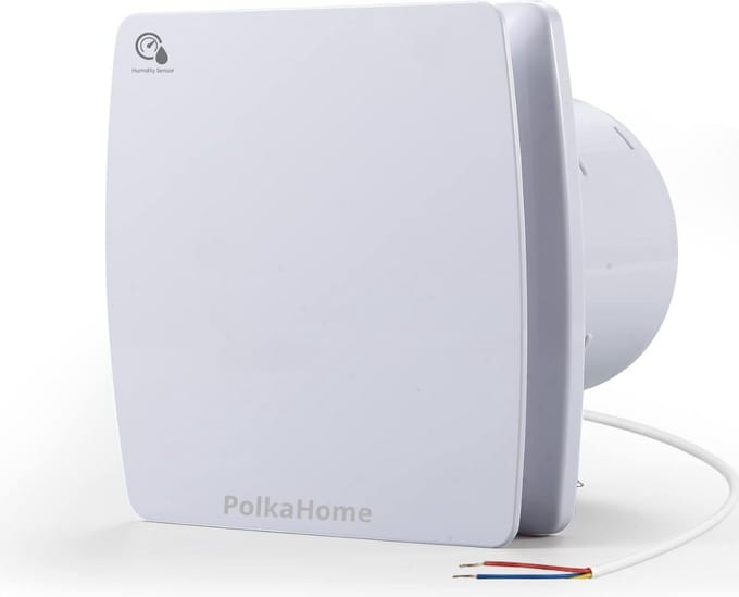 PolkaHome® Badkamer ventilator 100mm – Vochtsensor & Instelbare Nalooptimer – Terugslagklep – Afzuiging badkamer - badkamerventilator