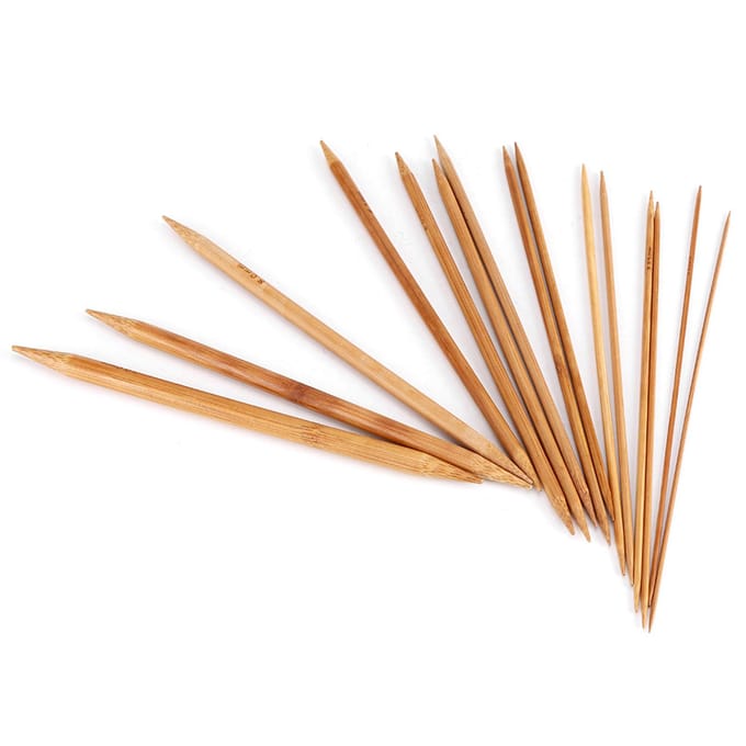 Bamboe Breinaalden Glad Dubbelpuntig Set 15 Maten van 2 mm tot 10 mm beige