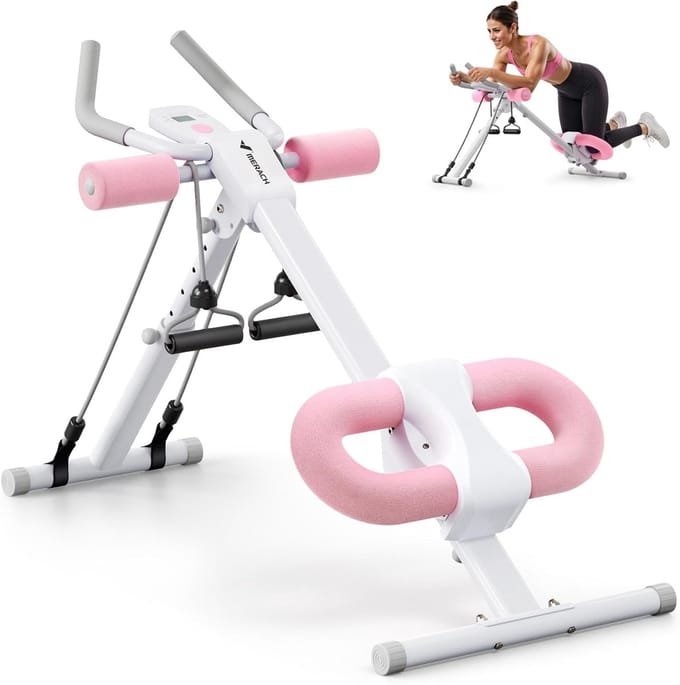 Buikspiertrainer - Core trainer - Thuis trainen - Verstelbare niveaus - 126 cm - Roze