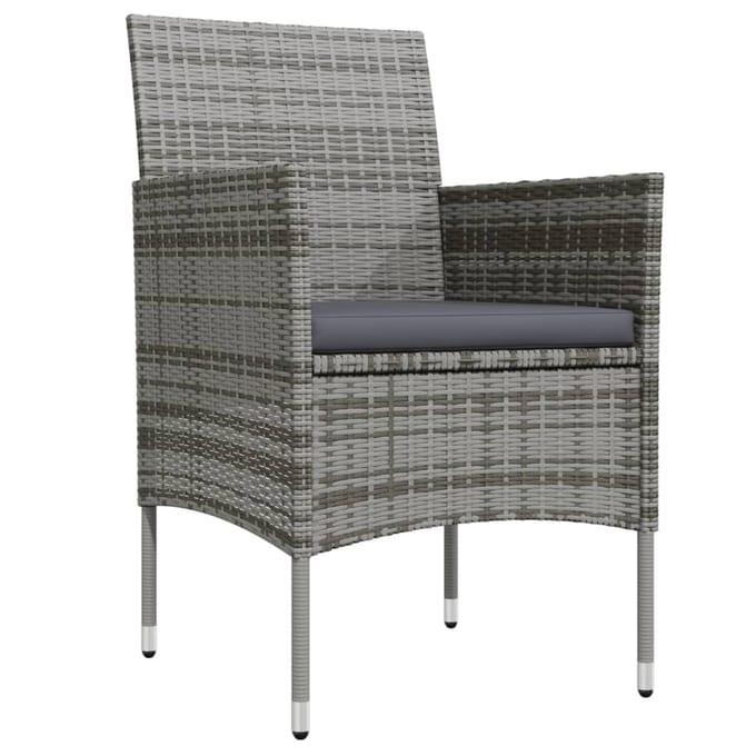 vidaXL - 5-delige - Tuinset - met - kussens - grijs - en - zwart