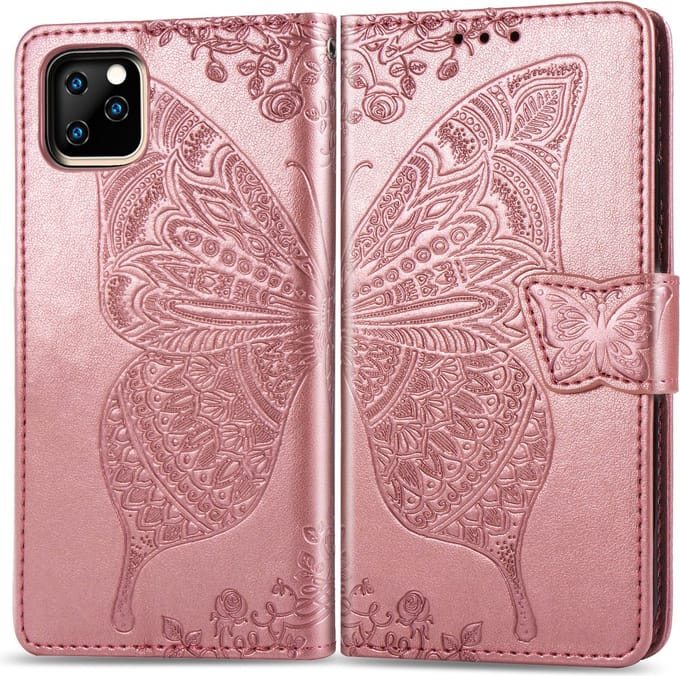 Bookcase geschikt voor Apple iPhone 11 - Roze - Vlinder - Portemonnee Hoesje