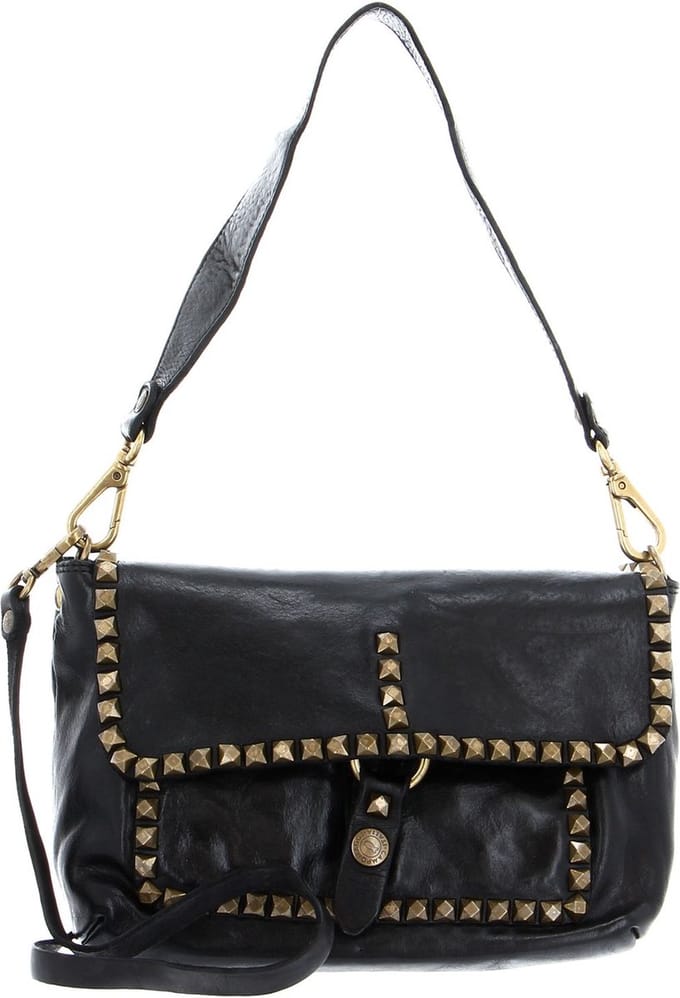 CAMPOMAGGI Leren Schoudertas Crossbody Bag Nero Zwart