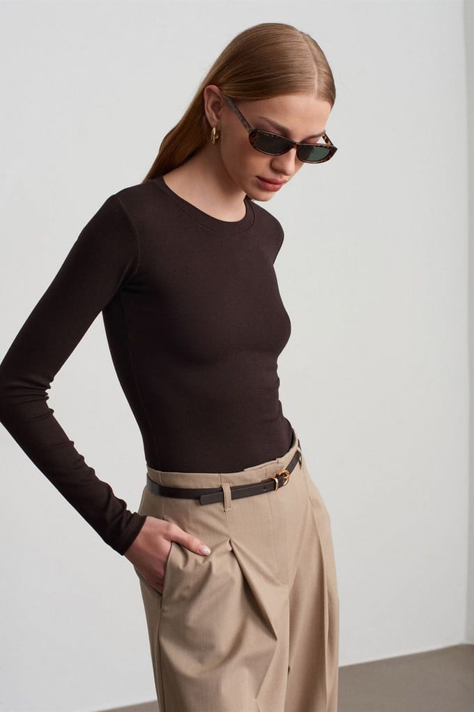 Slim Fit Crew Neck Jersey Romper