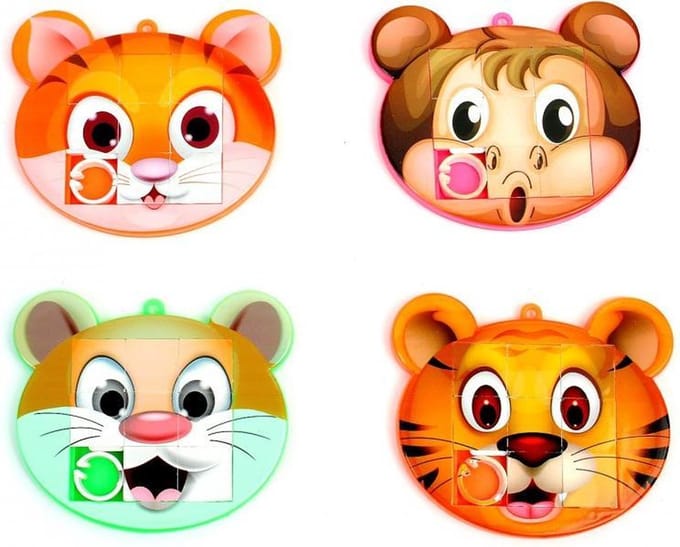 12 stuks shuifpuzzels dieren gezichten - uitdeelcadeautjes
