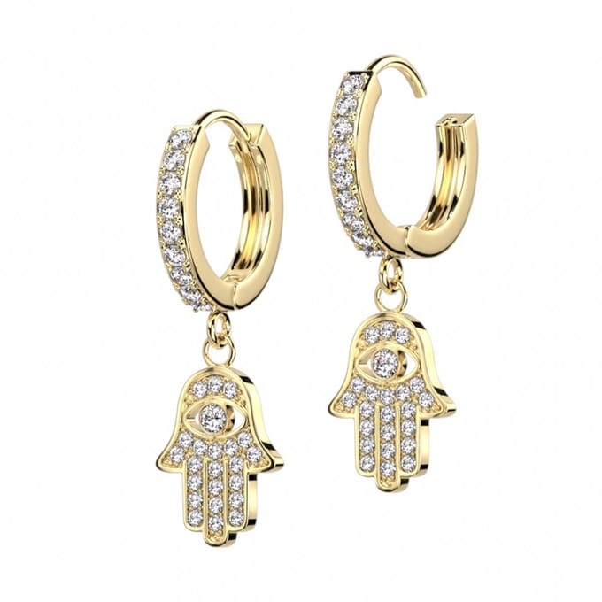 Oorbellen hamsa hanger 0.8x10 - goud - LMPiercings