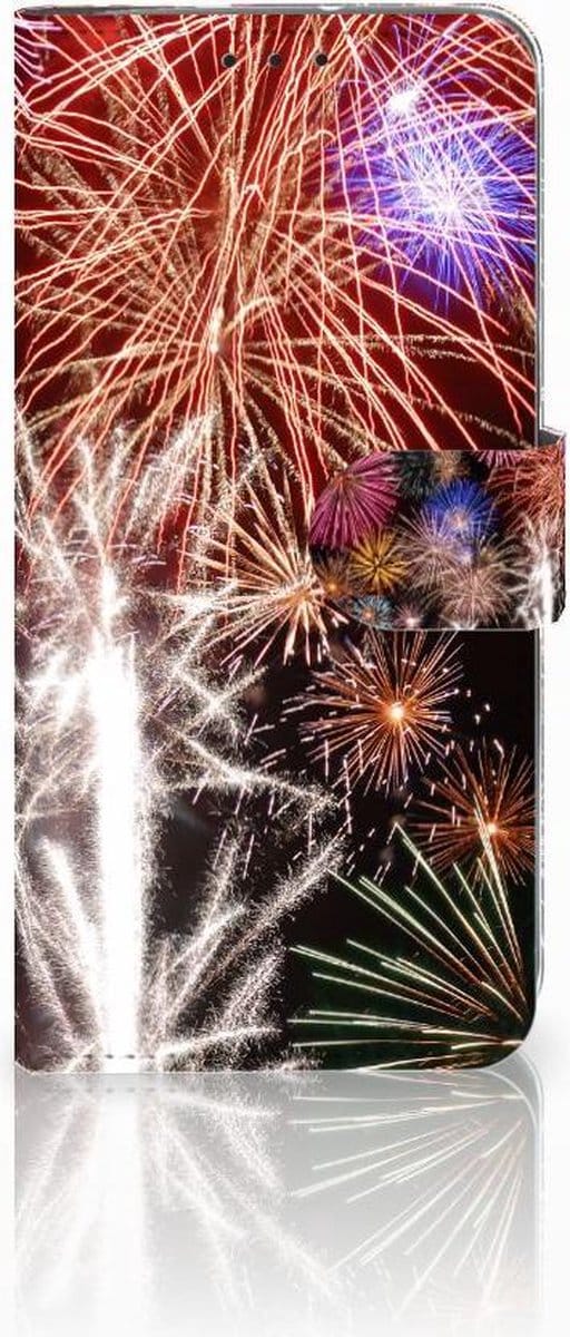 Motorola Moto G7 Power Wallet Case met Pasjes Vuurwerk