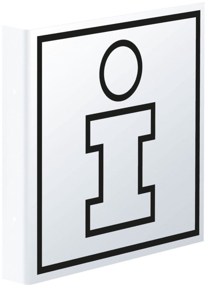 Haaks informatiepunt bord, 150 x 150 mm - kunststof