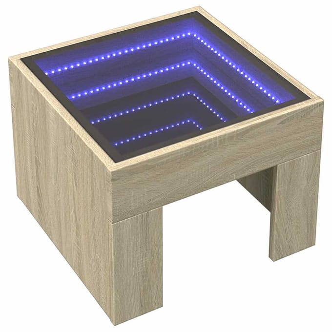 vidaXL - Salontafel - met - Infinity - LED - 40x40x30 - cm - sonoma - eikenkleurig