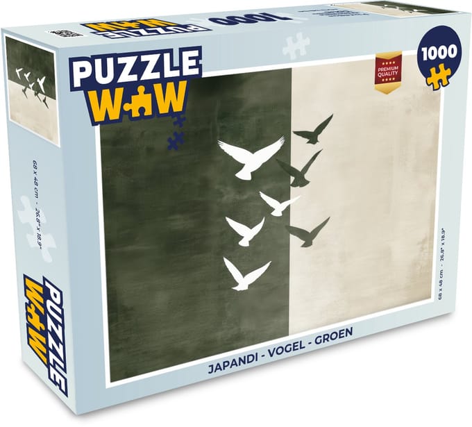 Puzzel Japandi - Vogel - Groen - Legpuzzel - Puzzel 1000 stukjes volwassenen