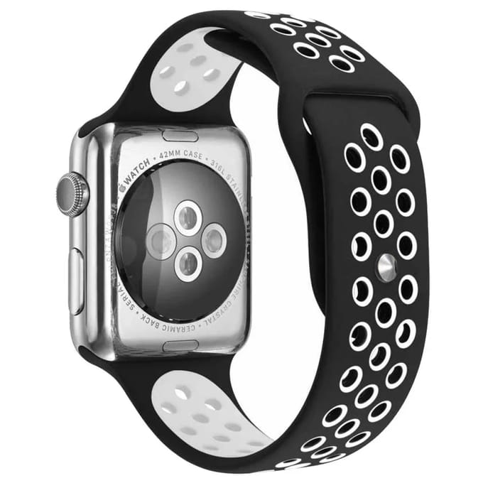 2+1 | Apple Watch Bandje Stryde - Dubbel - Siliconen - Zwart Wit