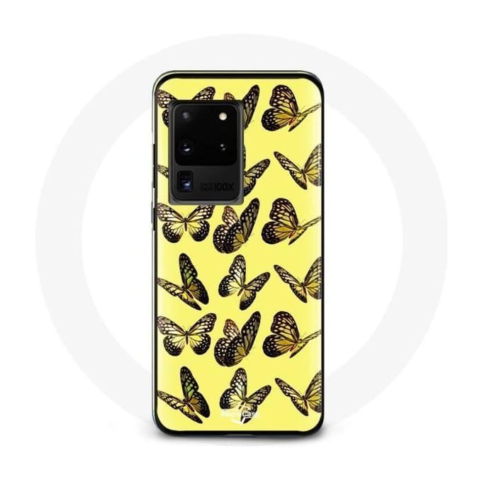 Hoesje voor Samsung Galaxy S20 Ultra Vlinders Gele Achtergrond