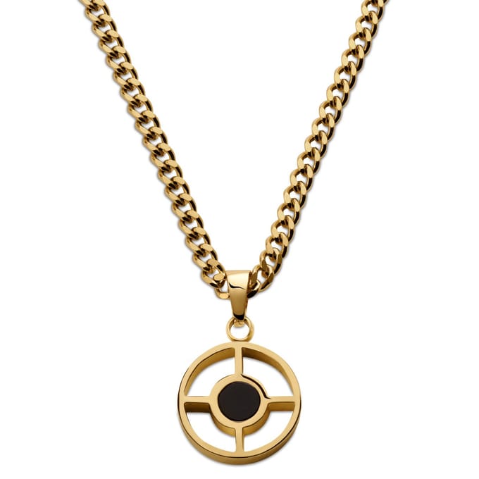 Cruz | Goudkleurige Ketting met Cirkel van Zwarte Onyx