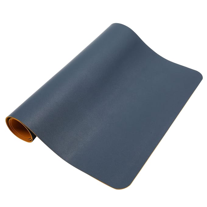 Dubbelzijdige Tafelmat Multifunctioneel Waterdicht Leer Schrijfbureau Muispad(Blauw Geel ) gray