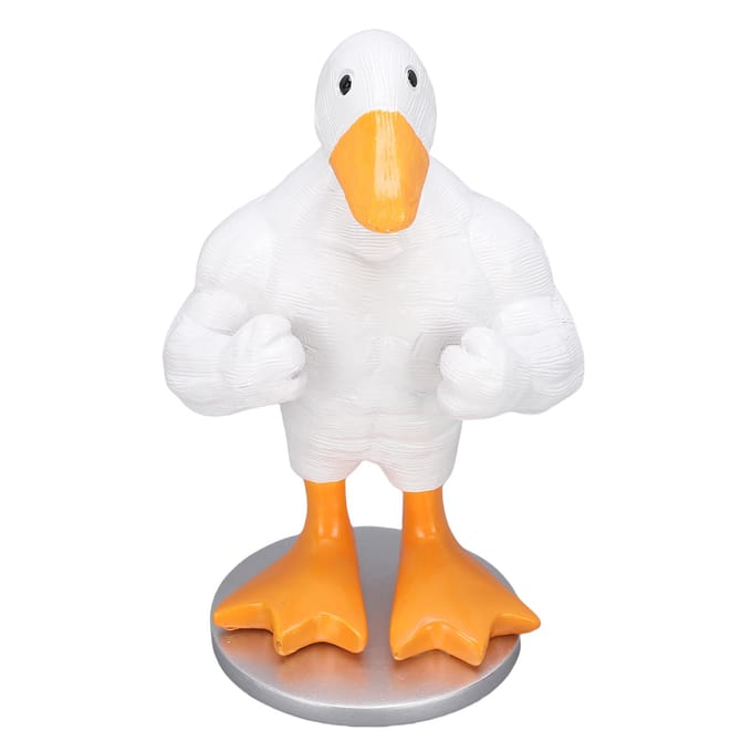 Grappig Spier Eend Beeld Huisdecoratie Schattig Klein Eendje Tuinbeeldje voor Entreetafel white