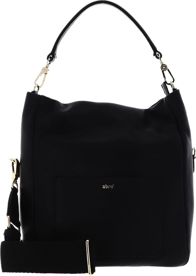 abro Leren Schoudertas Leather Dalia Hobo Bag Raquel Small Black / Gold Zwart