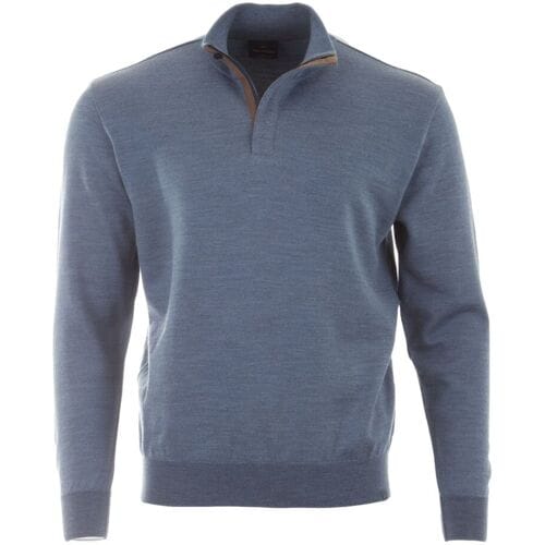 Paul & Shark Trui Summer Wool Half Zip Alcantara Details Vintage Indigo / male