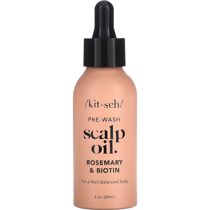 Kitsch, Huile de prélavage pour cuir chevelu, romarin et biotine, 2 oz (60 ml) beige