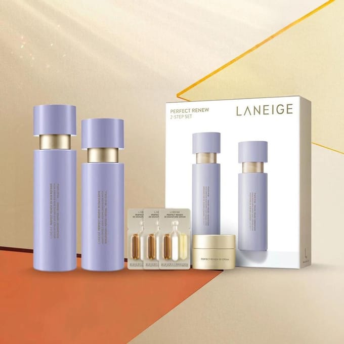 Laneige Perfect Renew 2-Step Set AUTHENTIC STORE white