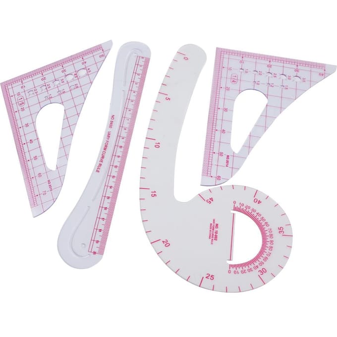 4 stuks Curve Liniaal Plastic Naaien Graderen Proefdruk Multifunctioneel Kledingontwerp Gereedschap gray