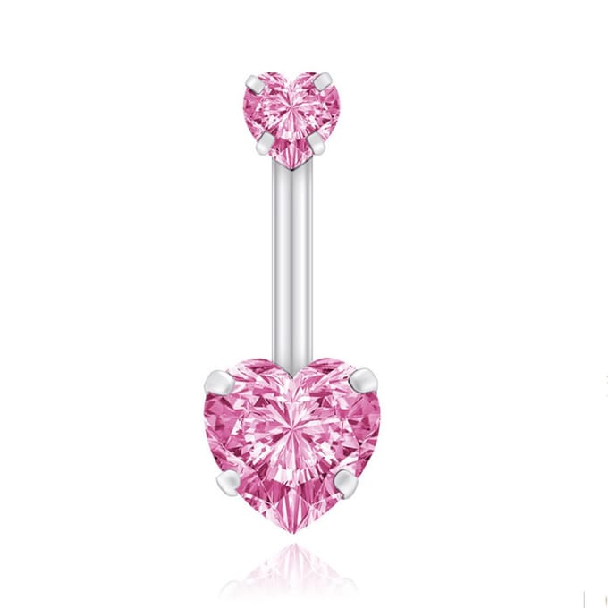 Navelpiercing Edelstaal Double Heart Roze