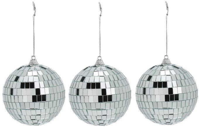 Inge Christmas Decor Disco kerstbal - 3x - zilver - D9 cm - glas/foam - discobal/discobol - kerstversiering