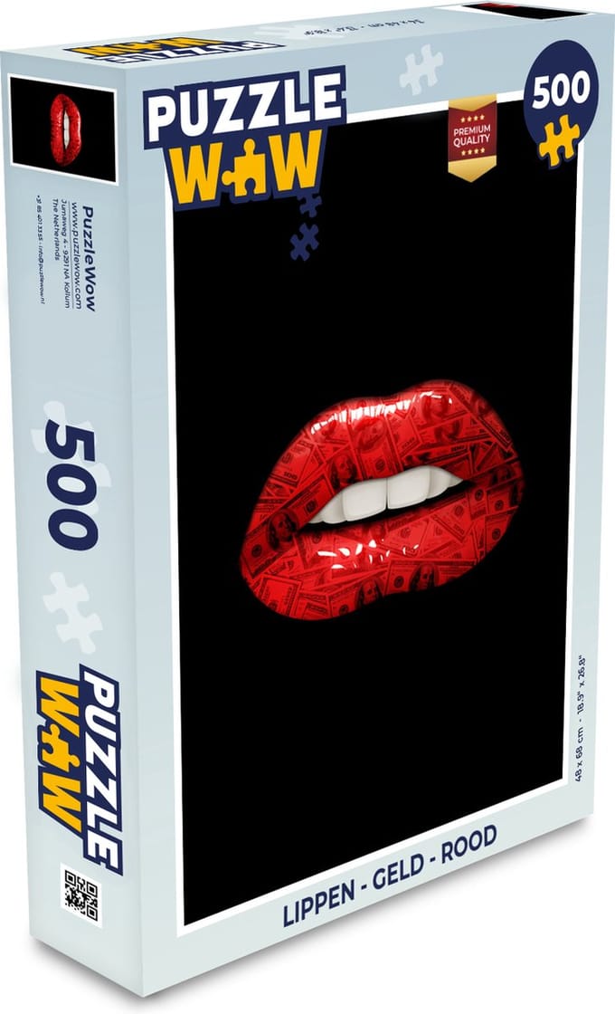 Puzzel Lippen - Geld - Rood - Legpuzzel - Puzzel 500 stukjes