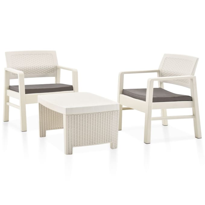 vidaXL - 3-delige - Loungeset - kunststof - wit