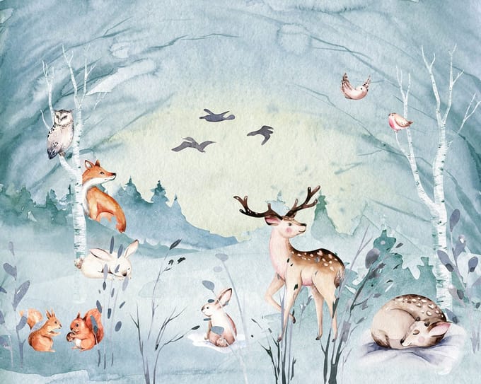 Fotobehang Animal Sleepover - Meerkleurig - 2,80m X 350cm