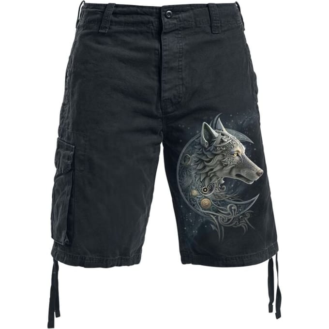 Spiral Shorts - Celtic Wolf - S tot M - voor Mannen - zwart