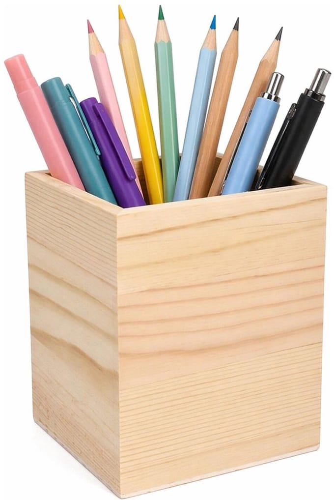 Concorde Pennenbakje - hout - 8 x 8 x 10 cm - vierkant - bureau organizer