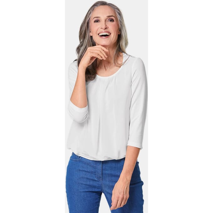Verzorgd shirt in elegante blouselook - wit - Gr. 48 van Goldner Fashion