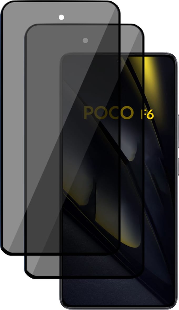 2x Privé Screenprotector geschikt voor POCO F6 Screenprotector - Privacy Beschermglas - Privacy Proteqt+