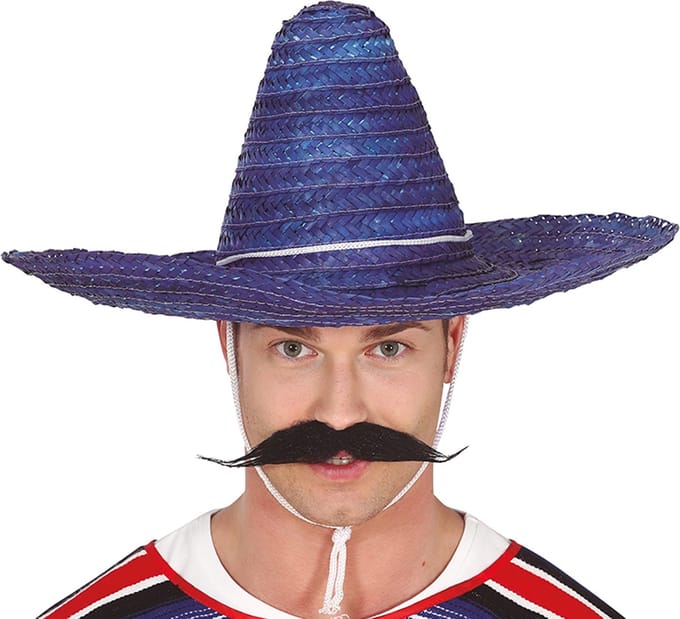 Fiestas Guirca Mexicaanse Sombrero - hoed voor heren - carnaval/verkleed accessoires - blauw