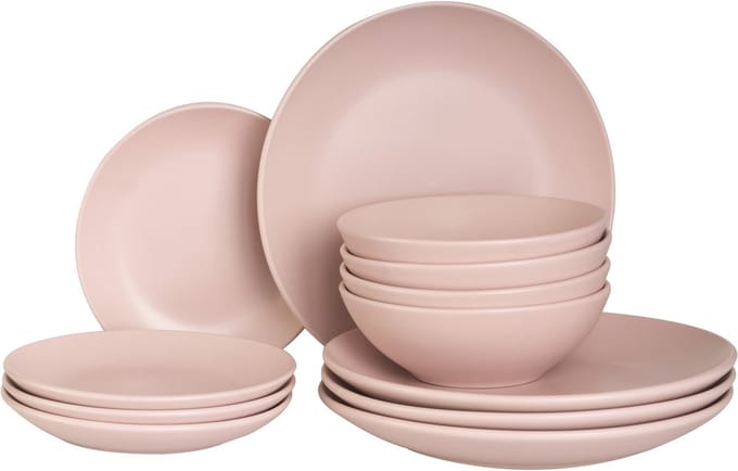 VIVANI - Servies set van 18 - Roze - Steengoed